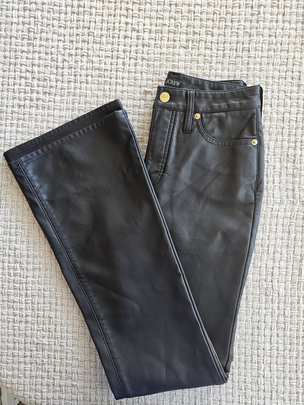 J. Crew Black Faux Leather Flare Pants